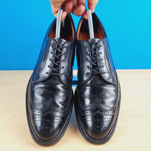 Allen Edmonds Macneil 1998 Vtg Size 9 A Black leather Long wingtip blucher Shoes main image 3